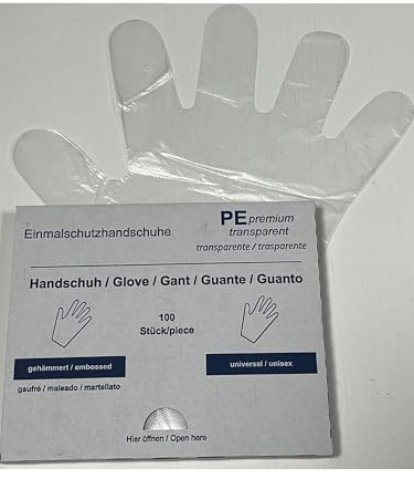 Funwave 1000 Einweg-Diesel-Handschuhe transparent 10 Stück 100erDispenser-Karton Öffnung unten