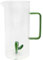 Artime - Caraffa in vetro borosilicato con decorazione cactus verde, capacità 1,3 litri, Ø10 x 21,5 cm, trasparente, design originale per acqua, succhi o bevande fresche