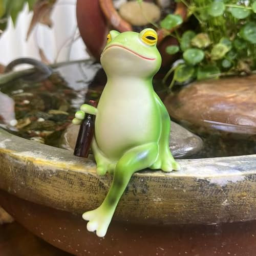 Gartenteich Deko Frosch Figur, Frosch Gartendeko Für Draußen Wetterfest, Teichdeko Frösche Figuren, Harz Frösche Statue Garten Deko, Froschfigur Gartenstatue Für Miniteich Springbrunnen Balkon Office