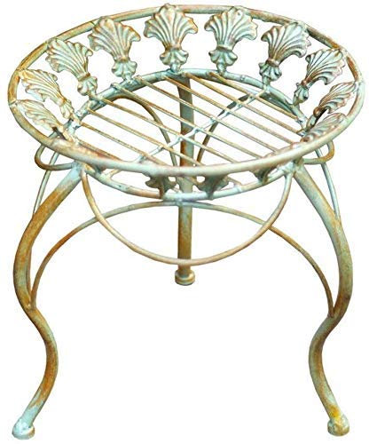 PUFAHAU Blumenständer Blumenbank Rund Schmiedeeisen Vintage, Antik Grün Blumenständer, Torus Garten Balkon Dekoständer, Metallständer