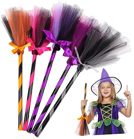 5 escobas de bruja para disfraz de Halloween, accesorios decorativos para fiestas, cosplay, accesorios ligeros y seguros para adultos