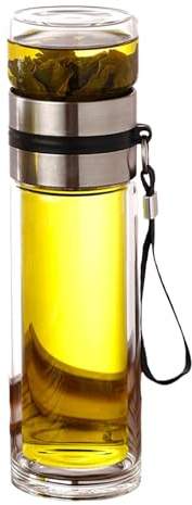 gifyym Doppelwandige Glas Teeflasche - Teeflasche MIT Sieb - Vitalitea Trinkflasche Aus Glas | Wasser/doppelte Wasser Siedlungsportbecher-Pokal-Last Tragbarer Inthermieflasche, &
