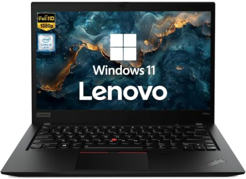 Lenovo ThinkPad T490s Business Laptop, 14 FHD Notebook, Intel Core i5-8265U, 8GB RAM, 256GB SSD, US QWERTY Keyboard, Windows 11 Pro (Renewed)