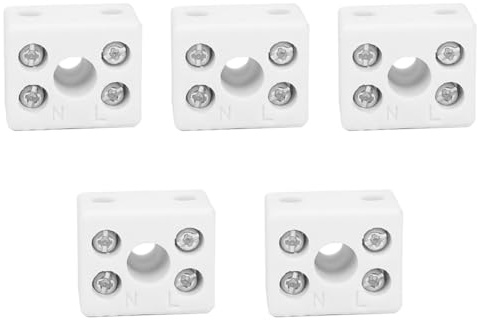 VOANZO 5 Pezzi 15 A Terminali in Ceramica Connettore in Porcellana Morsettiera Connettore Per Cavi Morsetti Per Cablaggio in Ceramica a 5 Fori Resistenti Alle Alte Temperature