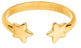 Purelei Hoku Ring – verstellbarer, wasserfester Ring mit zwei Sternen, Edelstahl 14K vergoldet, 18K rosévergoldet oder silber (Größe 53–58) (Gold)