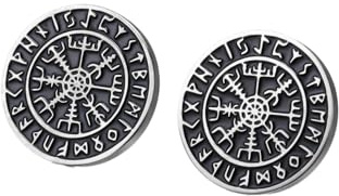 LIKGREAT Wikinger Kompass Stecker Ohrringe Edelstahl Nordische Rune Vegvisir Punk Stecker Ohrringe Nordisches Schutzsymbol Mystische Wikinger Schmuck Für Frauen Männer