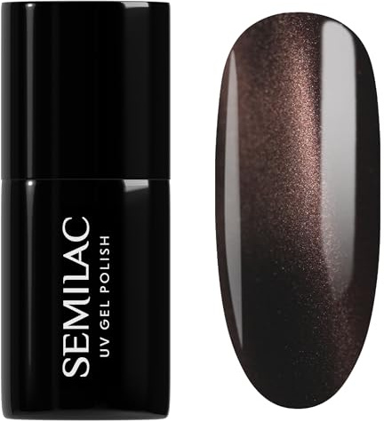 Semilac UV Nagellack 965 Chocolate Gloss 7 ml – Tiefes Braun mit warmem magnetischem Cat-Eye Gloss-Effekt – Inner Glow Kollektion