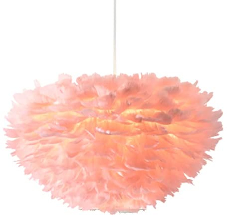 CVGBFDGYJN 40CM/15.9 Lampadario a Sospensione con Piume Rosa Lampadario a Piume Intrecciate a Mano Lampada a Sospensione Apparecchio di Illuminazione Lampadario a Piume per Soggiorno Camera da Letto