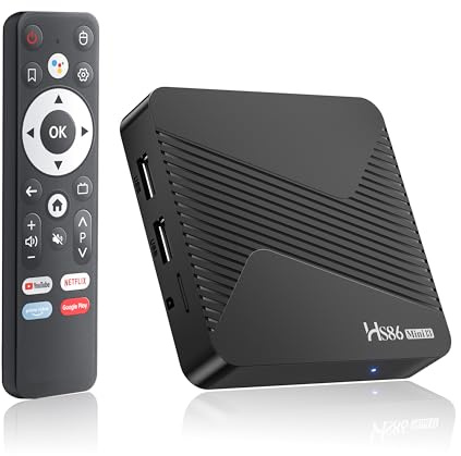 HS86 MINI13 TV Box Android 14.0, 2026 New Android Box RK3528mini 2GB 16GB Support 4K 8K 2.4G/5.8G Dual-Band WiFi 6 HDR10+ 100M Ethernet BT 5.0 Internet TV Box Smart with Bluetooth Voice Remote Control