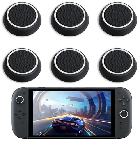 6 Stück Joystick Kappen, Silikon Thumbstick Kappen, Anti-Rutsch Joystick Griffe, Ersatzteile für PS5, PS4, PS3, PS2, Xbox Series X/S, Switch Pro Controller, Schwarz