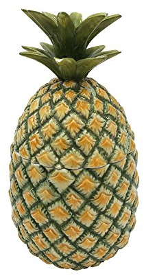 Comfy Hour Farmhouse Collection 9 Pineapple Candy, Cookie Storage Jar with Lid, Green and Yellow, Dolomite