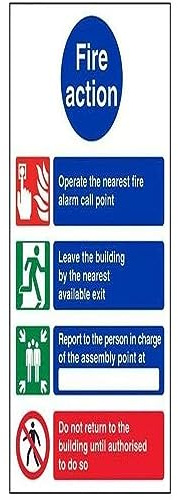 V Safety Fire Action Do Not Re-Enter Fire Action Notice Sign - 210mm x 297mm (A4) - Self Adhesive Vinyl