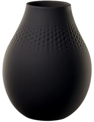 Villeroy und Boch Collier Noir Vase Perle No. 2, 16 x 116 x 20 cm, Premium Porzellan, Schwarz