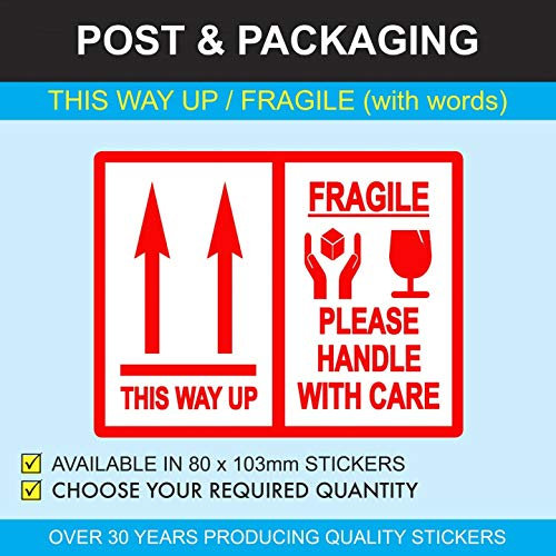This Way Up/Fragil Verpackung Aufkleber (mit Worte), 60