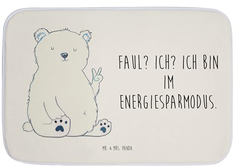 Mr. & Mrs. Panda Badvorleger Eisbär Faul - Geschenk, Arbeit, Teddy, Duschteppich, Entspannen, Badteppiche, Badgarnitur, Duschvorleger,