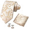 CANGRON Herren Champagner Gold Blumen Krawatte Set Krawatte mit Einstecktuch Manschettenknöpfe Geschenkbox DLSH8JS