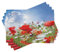 ABAKUHAUS Land Platzmatten, Spring Meadow, Waschbare Stoff Esszimmer Küche Tischdekorations Digitaldruck, Blau Zinnoberrot