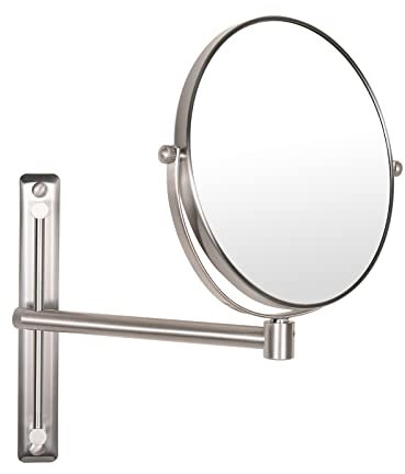 Nicesail 8 Inch Double-Side Shower Shaving Mirror with 5X Magnification Brush Nickel Mirror Magnified 5X Mirror for Wall Bathroom Mirror