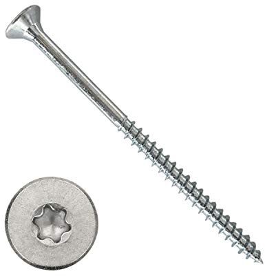 HKB ® 500 Stück Spanplattenschrauben, 5x70mm, Torx, TX25, Senkkopf, Stahl, silber verzinkt, 1A Qualität, Artikel-Nr. 670023