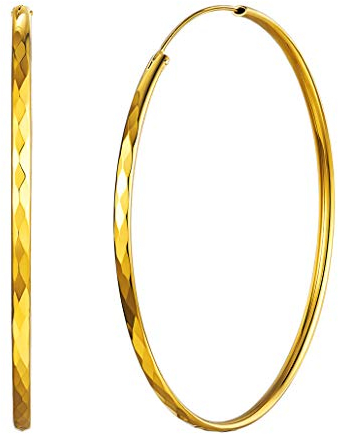 Silvora Creolen Gold 70mm Groß Ohrringe 925 Silber Damen Diamond Cut 70mm Runde Kreis Creolen Ohrringe Groß für Damen/Mädchen 18K Vergoldet Kreolen Antiallergische Hoop Earrings