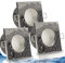 trendlights24 Aqua Base Decken Einbaustrahler eckig IP65-3er Set ultra flach 50 mm LED Spots 5W 230V Warmweiß - Chrom glänzend Bad Feuchtraum