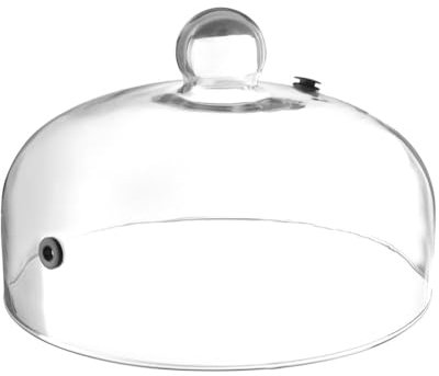 HENDI Campana domo cúpula cubierta para ahumar alimentos platos con válvula de ventilación y orificio de goma para pistola o infusor de humo, ahumado, ø260x(H)174mm, de vidrio borosilicato