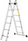HOMCOM Escalera Aluminio con Estructura Triangular de Tijera Plegable Portátil 2 Formas de Uso Pie Antideslizante Articulación Rail Máx. 150kg Altura 160-249cm Plata