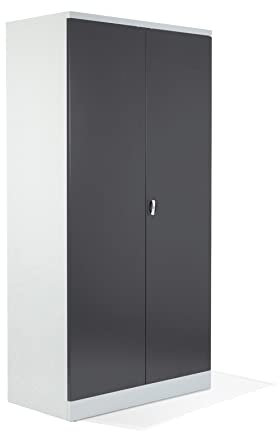 Schrank & Stuhl XXL Werkzeugschrank – Werkstattschrank mit 4 höhenverstellbaren Fachböden, Stahlschrank für Werkzeuge, 195 x 92 x 60 cm (H x B x T), Grau/Anthrazit