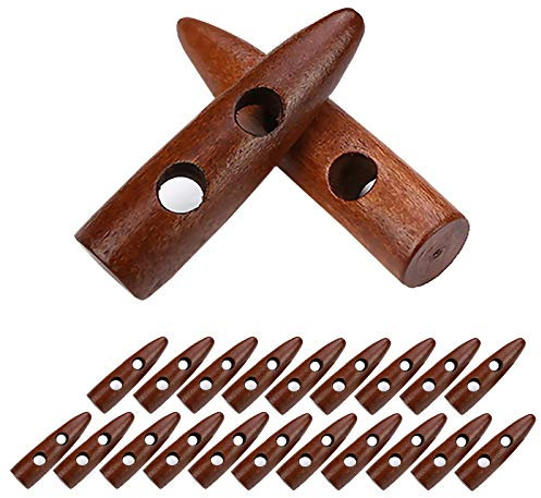 20 Knebel-Knöpfe Holz Knebel-Knopf Triangle Holzknopf 2Loch 8 Farben / 7 Größen, Größe:45 mm | braun