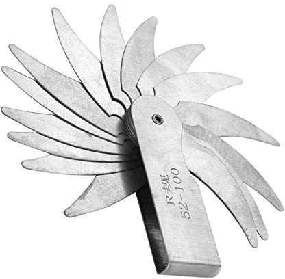 Medidor de Radio, Medidor Filetes Radio Acero Inoxidable, Herramienta de MedicióN CóNcava PortáTil Convexa, Herramienta de Medición de Rosca Métrica Acero Inox, para Medir el Radio(R52-100MM)