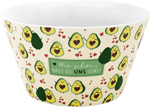 H:)PPY Life Schale mit Motiv Avocado | Porzellan, 60 cl, Frühstücksschale mit Spruch | Geschenk, Müslischale | 47562, Grün