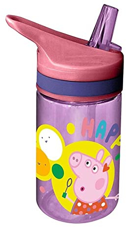 Peppa Pig Trinkflasche Tritan 400ml, Hochwertige Trinkflasche aus Tritan mit Strohhalm, KL85879, Kids Licensing, Bunt