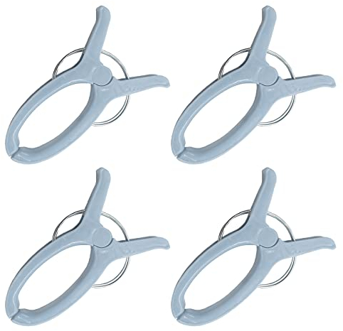 TRIXES 4 pinzas de toalla de playa grandes HQ azul – Clips de viaje seguros para tumbonas para uso en interiores y exteriores, clip jumbo para la playa, jardín, piscina, cama, tumbona o para ropa