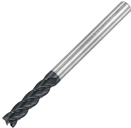 sourcing map Schaftfräser quadratisch Kopf 6mm Spitzendurchmesser Vollhartmetall AlTiN beschichtete CNC Fräser 4 Nuten Spiralfräser HRC45 mit 6mm Schaft 75mm (3 Zoll) Länge