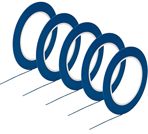JINBING Vinyl Fine Line Fineline Automotive Nadelstreifen Abdeckband Malerband für Kurven Blau (1,5 mm, 5 Rollen)