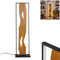 LED Stehleuchte Nevogilde, Stehlampe aus Metall/Holz/Kunststoff in Schwarz/Natur/Weiß, Bodenlampe im Vintage-Design m. Fußschalter am Kabel u. Lichteffekt, 20 Watt (inkl.), 2300 Lumen, 3000 Kelvin