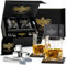 WHISISKEY Set de Verre a Whisky - Coffret Whisky Cadeau Homme - Verre à Whisky & Rhum - 2 Verres à Whisky x 310ML, 4 Pierre a Whisky, 2 sous-Verres, Whiskey Accessories