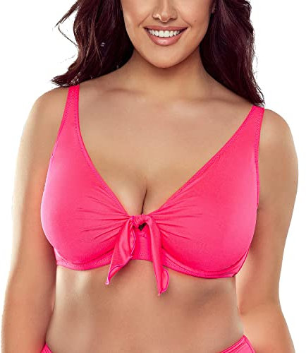 Vivisence 3202 Reggiseno Bikini Liscio Monocolorato Coppe Morbide con Ferretti, Rosa Fluo,5E