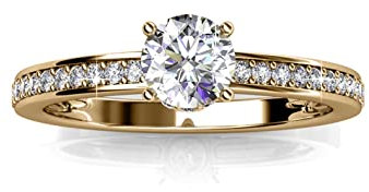 MYC-Paris - Elise Ring – Silber und Kristall – Hochwertiges Messing – 18 Karat vergoldet – Geschenk zum Geburtstag, Muttertag, Weihnachten, Kristall, Kristall