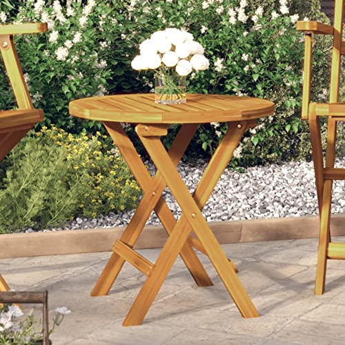 SHUJING Bistrotisch, Stehtisch, Balkontisch, Partytisch, Biertisch, Beistelltisch, Bierkasten Tisch, Ø46x47 cm Massivholz Akazie