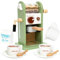 Smartwo Cafetera Juguete de Madera con Sonidos Realistas, Juego de Café y Postres, Cocina Juguete de Madera, Accesorios Cocinita Infantiles, Juego de rol de Barista, Regalo para Niños de 3 4 5 Años