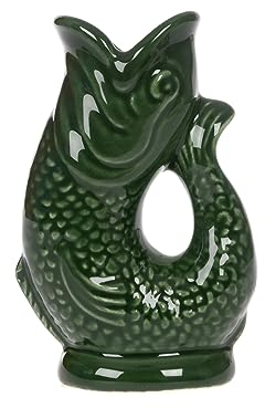 Gurgly Cute Woodland Green Glug Jug Mini 10cm 50 ml – Tiny Fish Water Jug, Decorative Fish Vase, Ornament or Shot Glass