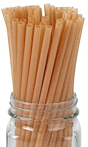 Restaurantware Basic Nature Einweg-Strohhalme, 2000 Stück, nachhaltige Trinkhalme, stabil, verändert den Geschmack nicht, braune PLA/Zuckerrohr-Strohhalme für heiße und kalte Getränke, 2000 Stück