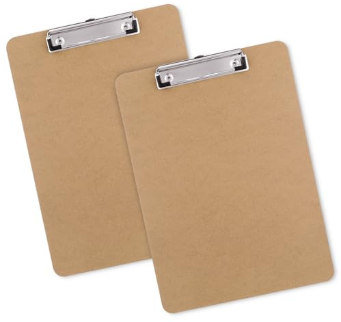 Macroclo Wood Clipboards Set of 2, Letter Size Hardboard Clip Board 8.5x11 for Classroom, Students, Kid, A4 Standard Size 9 x 12.5 with Low Profile Clip, Office & School Supply