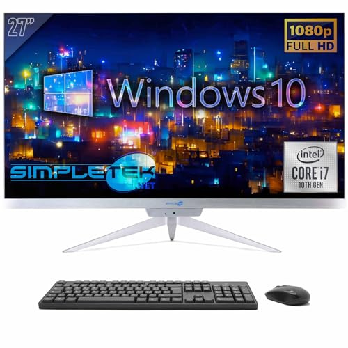 SIMPLETEK - All in One 27 Full HD PC | Core i7 10. Generation | Windows 10 | 64GB RAM SSD 4TB | Integrierte 2K Webcam | HDMI Serial RS232