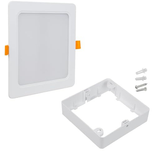 Maclean MCE374 S + MCE379 S LED Licht-Panel Einbaustrahler Deckenstrahler Deckenspot Deckenleuchte Decken-Strahler Einbauleuchte (18W Einbaustrahler + Aufputzadapter, Eckig)