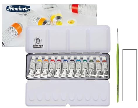 Schmincke Horadam - Gouache extra fino 12 tubos de 5 ml + 1 pincel y 1 tarjeta