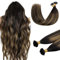 DOORES U Tip Human Hair Extensions Remy, 22 Inch 50g/50s, Balayage Dark Brown to Chestnut Brown Virgin