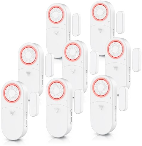CSL - 8X Fensteralarm Einbruchschutz - Türalarm - 120 dB lauter Signalton Alarmsensor - Tür und Fenster - 8er Set mit Batterien - Alarmanlage - Wohnmobil - Gartenhaus