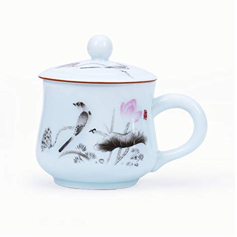 MFUZHAGN2024 Tazze Grande Tazza di caffè con Manico 15.8oz Tazza di caffè Gigante Ceramica Grande Tazza di caffè, Tazza di caffè in Ceramica con Coperchio for caffè, tè, 6 opzioni Tazza Mug(Color:E)